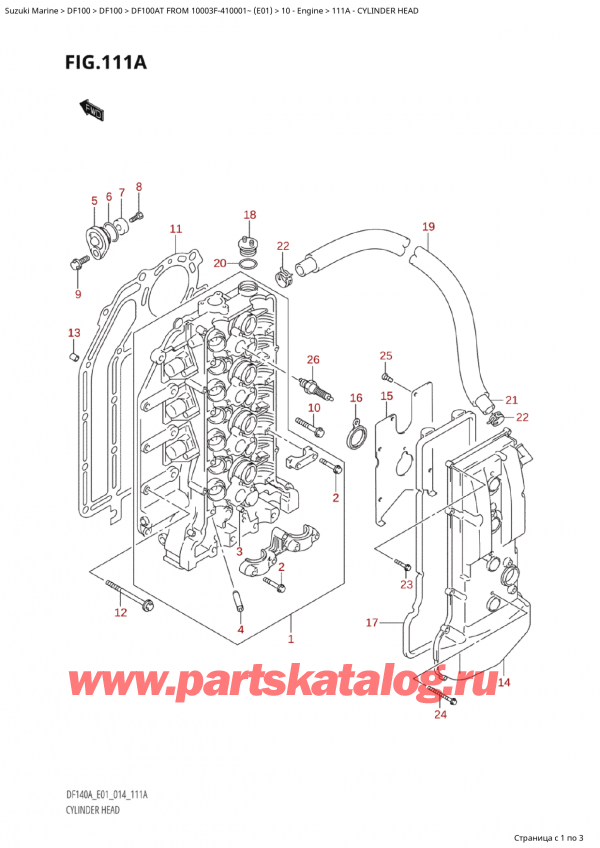  ,   , Suzuki Suzuki DF100A TL / TX FROM 10003F-410001~  (E01) - 2014, Cylinder Head -   