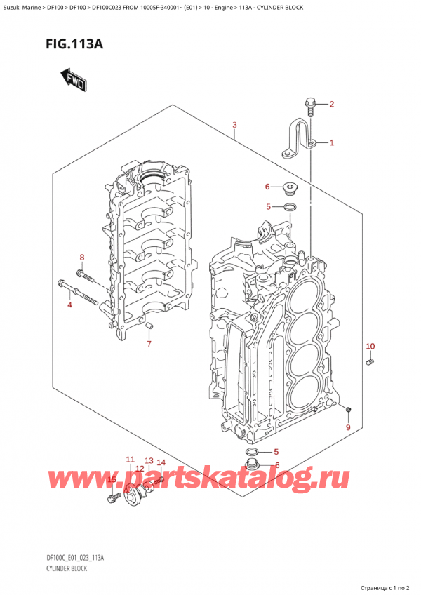  ,   , SUZUKI Suzuki DF100C TL / TX FROM 10005F-340001~  (E01 023), Cylinder Block /  