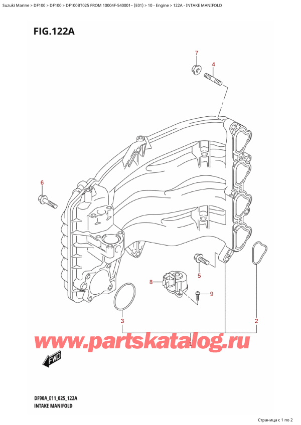   ,    ,  DF100B TL / TX FROM 10004F-540001~ (E01 025), Intake Manifold