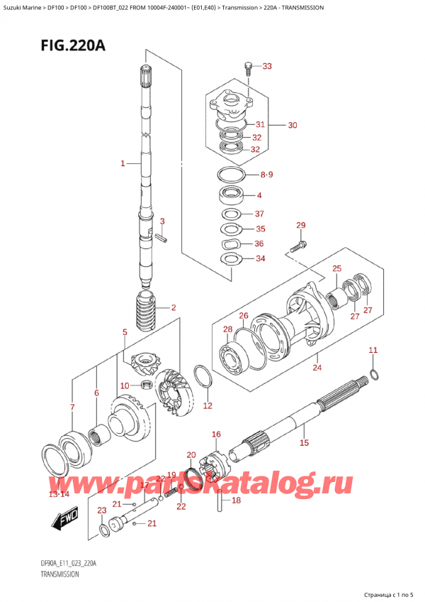  ,   , SUZUKI Suzuki DF100B TL FROM 10004F-240001~  (E01) - 2022  2022 , Transmission - 