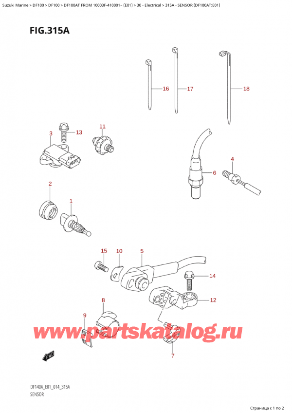  ,   ,  Suzuki DF100A TL / TX FROM 10003F-410001~  (E01) - 2014  2014 ,  (Df100At: e01) - Sensor (Df100At:e01)