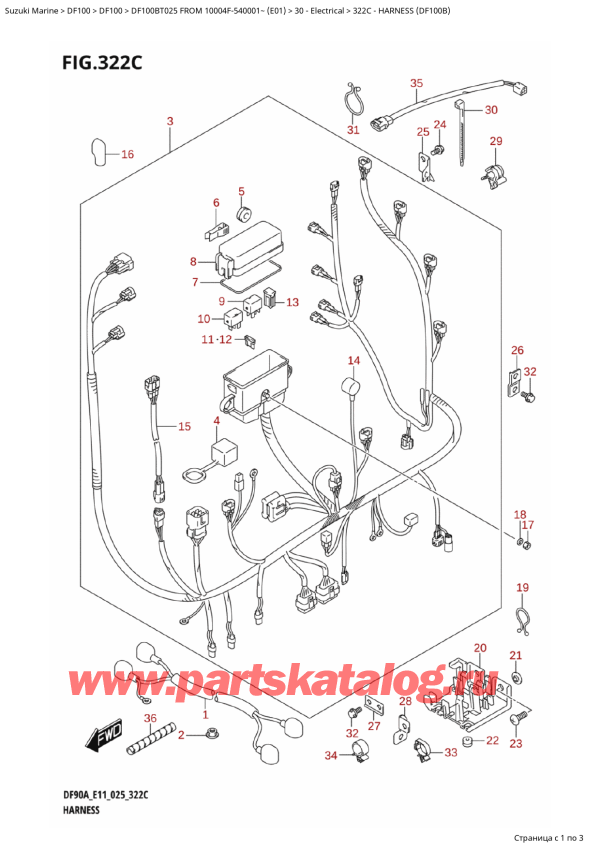 ,    , Suzuki DF100B TL / TX FROM 10004F-540001~ (E01 025)  2025 ,   (Df100B) / Harness (Df100B)