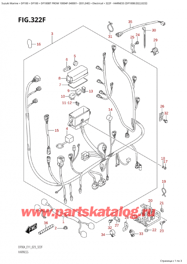  ,   , SUZUKI Suzuki DF100B TL / TX FROM 10004F-340001~  (E01) - 2023  2023 , Harness (Df100B:(022,023))