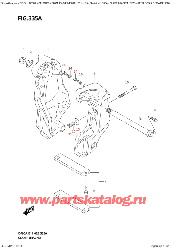   ,    , Suzuki DF100B TL / TX FROM 10004F-640001~ (E01 026)  2026 , Clamp  Bracket  (Df70A,Df75A,Df80A,Df90A,Df100B)