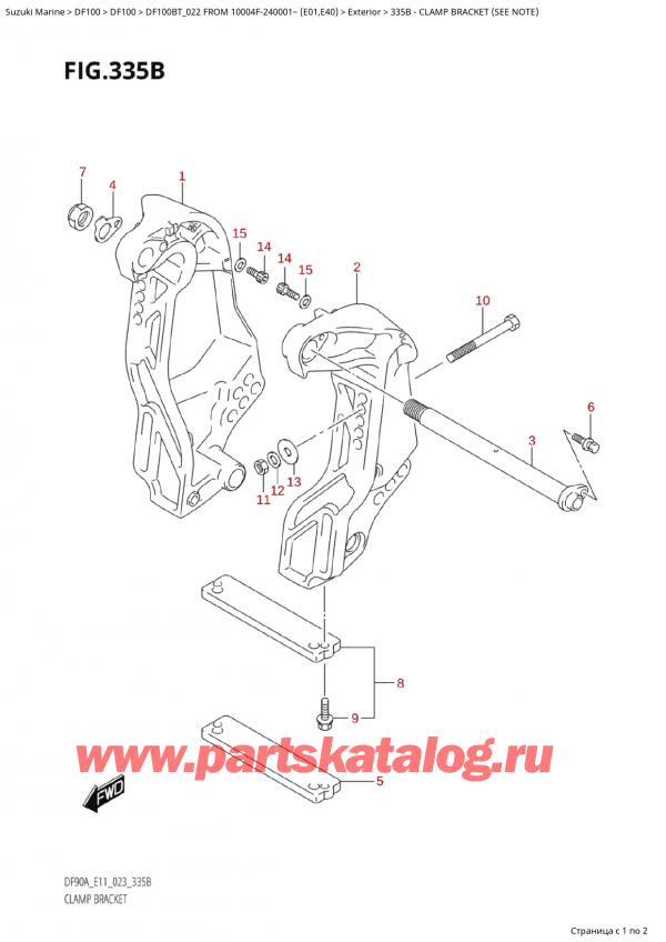  ,   ,  Suzuki DF100B TL / TX FROM 10004F-240001~  (E01) - 2022, Clamp Bracket (See Note)