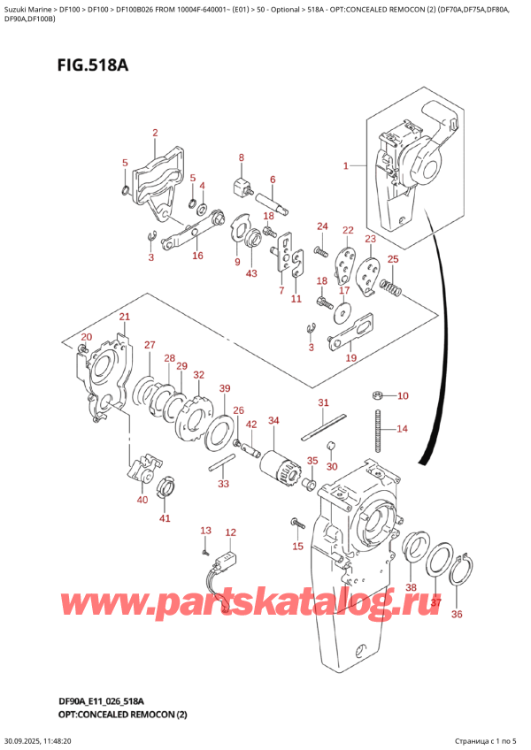  ,    , Suzuki DF100B TL / TX FROM 10004F-640001~ (E01 026)  2026 , Opt:concealed  Remocon  (2)  (Df70A,Df75A,Df80A, / :  ,   (2) (Df70A, Df75A, Df80A,
