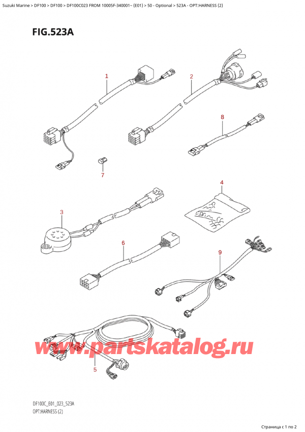  ,   , Suzuki Suzuki DF100C TL / TX FROM 10005F-340001~  (E01 023), Opt:harness (2) / :   (2)