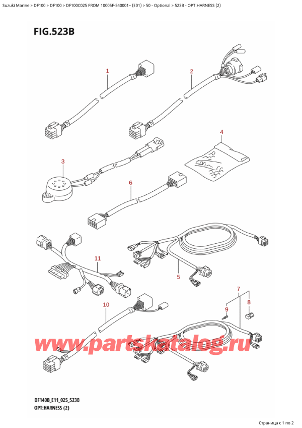  ,    , SUZUKI DF100C TL / TX FROM 10005F-540001~ (E01 025)  2025 , Opt:harness (2) - :   (2)