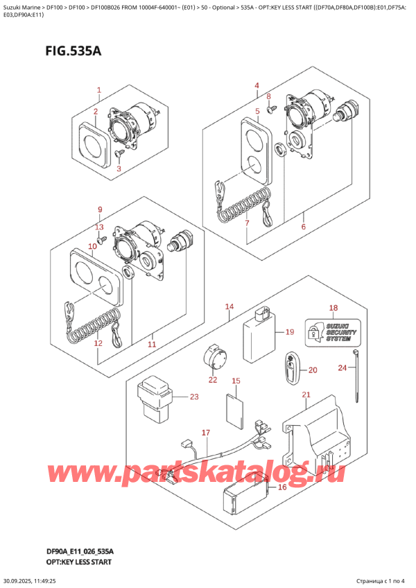  ,   , Suzuki DF100B TL / TX FROM 10004F-640001~ (E01 026), Opt:key  Less  Start  ((Df70A,Df80A,Df100B):E01,Df75A: / :  Less Start ( (Df70A, Df80A, Df100B) : E01, Df75A: