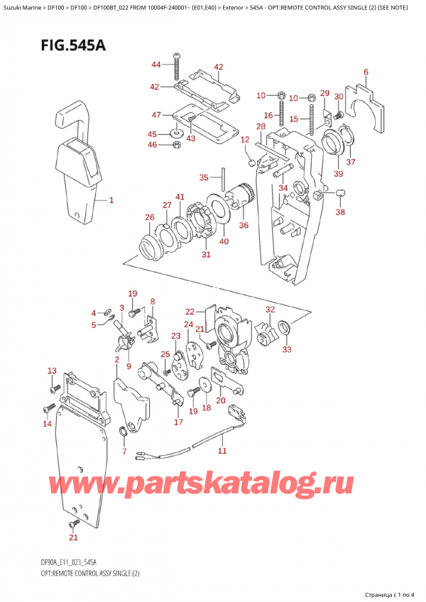 ,   , Suzuki Suzuki DF100B TL / TX FROM 10004F-240001~  (E01) - 2022  2022 , Opt:remote Control Assy  Single (2) (See  Note)