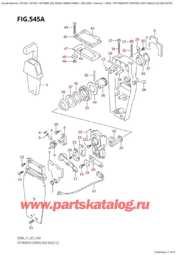  ,    , Suzuki Suzuki DF100B TL FROM 10004F-240001~  (E01) - 2022  2022 ,    ,  (2) (See Note) - Opt:remote Control Assy  Single (2) (See  Note)