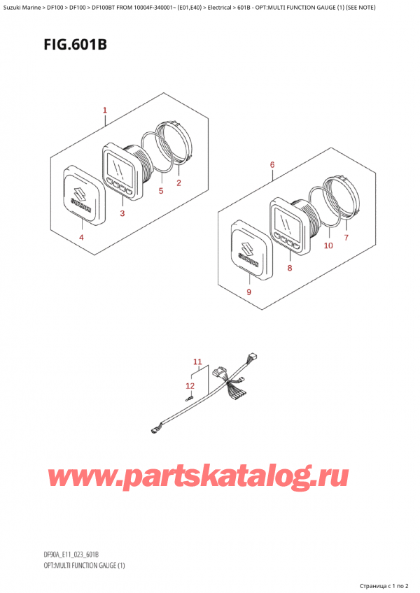  ,    , Suzuki Suzuki DF100B TL / TX FROM 10004F-340001~  (E01) - 2023, Opt:multi Function  Gauge  (1)  (See Note)