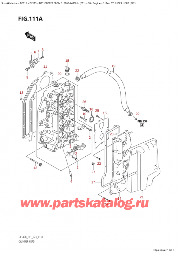   ,   , SUZUKI Suzuki DF115B ZS / ZL FROM 11506Z-240001~  (E11) - 2022, Cylinder Head (022) -    (022)