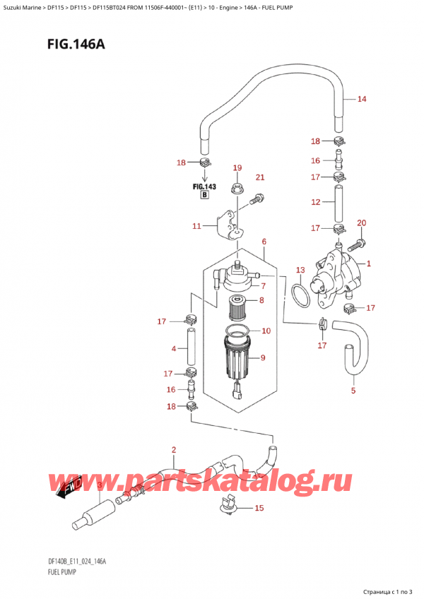  ,  , Suzuki Suzuki DF115B TL / TX FROM 11506F-440001~  (E11 024)  2024 , Fuel Pump