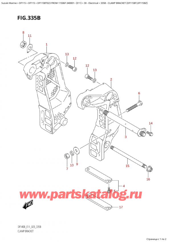 , , Suzuki Suzuki  DF115B TL / TX FROM 11506F-340001~  (E11) - 2023  2023 , Clamp Bracket (Df115Bt,Df115Bz) /   (Df115Bt, Df115Bz)