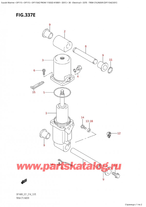 ����� ��������, �� �������� ��������� �����, Suzuki Suzuki DF115A ZL / ZX FROM 11503Z-410001~  (E01) - 2014, Trim Cylinder (Df115Az:e01) / ������� ����� (Df115Az: e01)