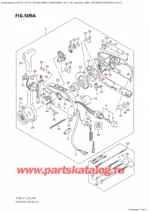  ,   , Suzuki Suzuki DF115A TS / TL FROM 11503F-810001~  (E11) - 2018  2018 , Opt:remote Control (1) (E11)