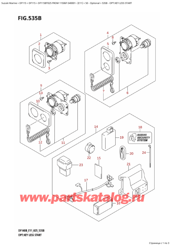 ������ ������������ ��������, , Suzuki DF115B TL / TX FROM 11506F-540001~ (E11 025) ������ 2025 ����, �����: ���� Less Start - Opt:key Less Start