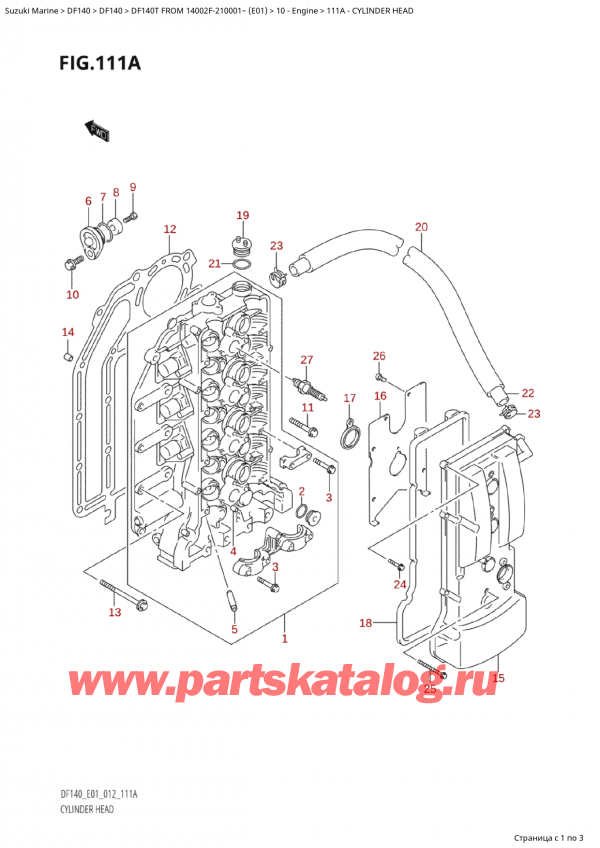   ,   , SUZUKI Suzuki DF140T L/X FROM 14002F-210001~  (E01 012), Cylinder Head