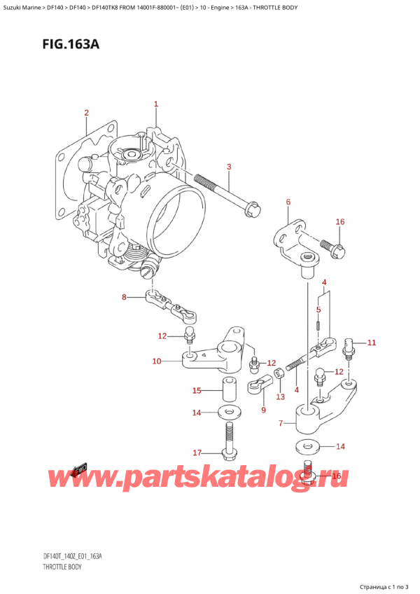  ,   , SUZUKI Suzuki DF140 TK8 FROM 14001F-880001~ (E01) ,   / Throttle Body