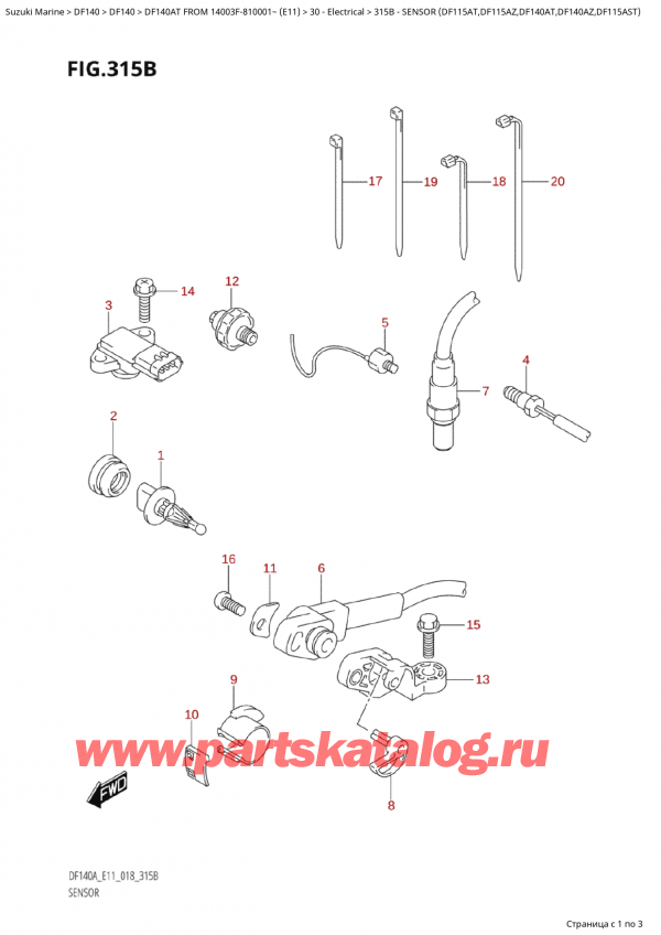 ,   , SUZUKI Suzuki DF140A TL / TX FROM 14003F-810001~  (E11) - 2018  2018 ,  (Df115At, Df115Az, Df140At, Df140Az, Df115Ast) - Sensor (Df115At,Df115Az,Df140At,Df140Az,Df115Ast)