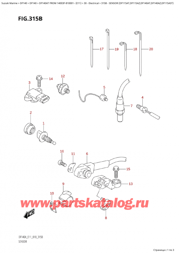 ,   , Suzuki Suzuki DF140A TL / TX FROM 14003F-810001~  (E11) - 2018, Sensor (Df115At,Df115Az,Df140At,Df140Az,Df115Ast)