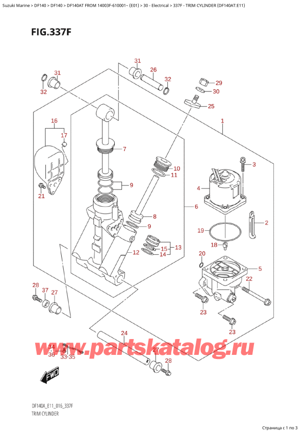   ,    , Suzuki   DF140A TL / TX FROM 14003F-610001~  (E01 016) , Trim Cylinder (Df140At:e11)