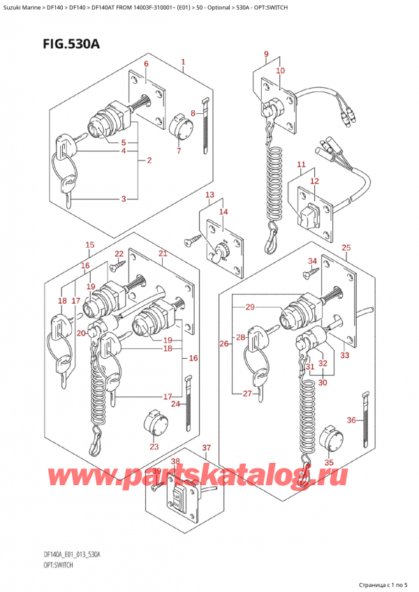  , , Suzuki Suzuki DF140AT S / L FROM 14003F-310001~  (E01 013), Opt:switch / : 