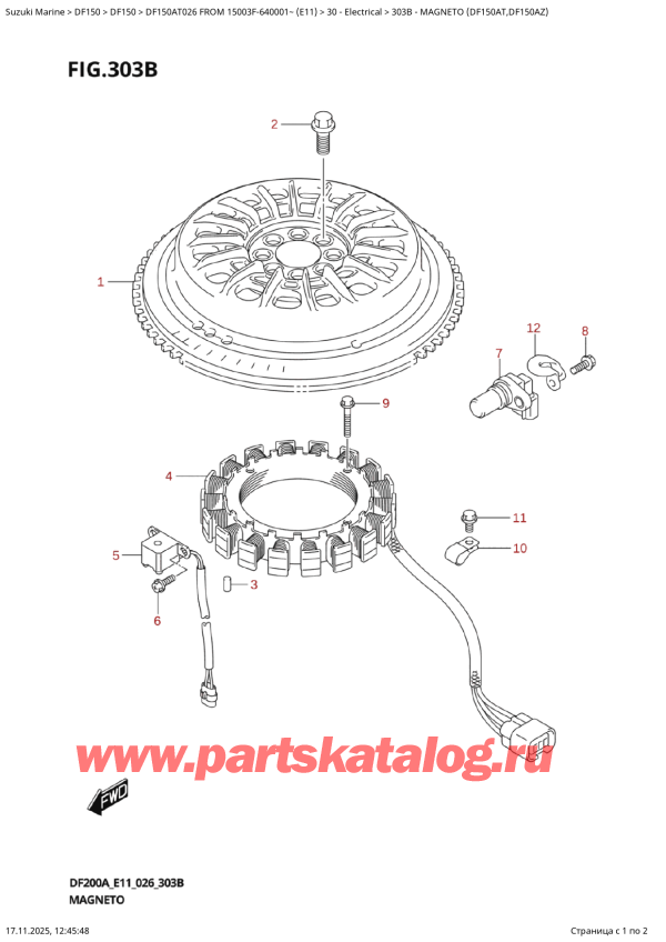  ,    , Suzuki DF150AT L / X FROM 15003F-640001~ (E11 026)  2026 , Magneto  (Df150At,Df150Az)