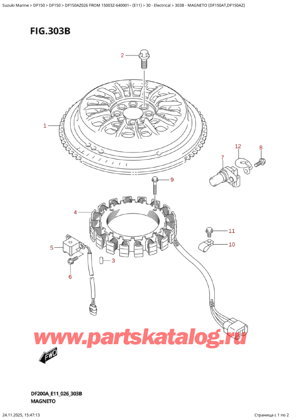  ,   , SUZUKI DF150AZ L / X FROM 15003Z-640001~ (E11 026), Magneto  (Df150At,Df150Az)