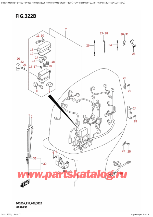   ,   , SUZUKI DF150AZ L / X FROM 15003Z-640001~ (E11 026), Harness  (Df150At,Df150Az)