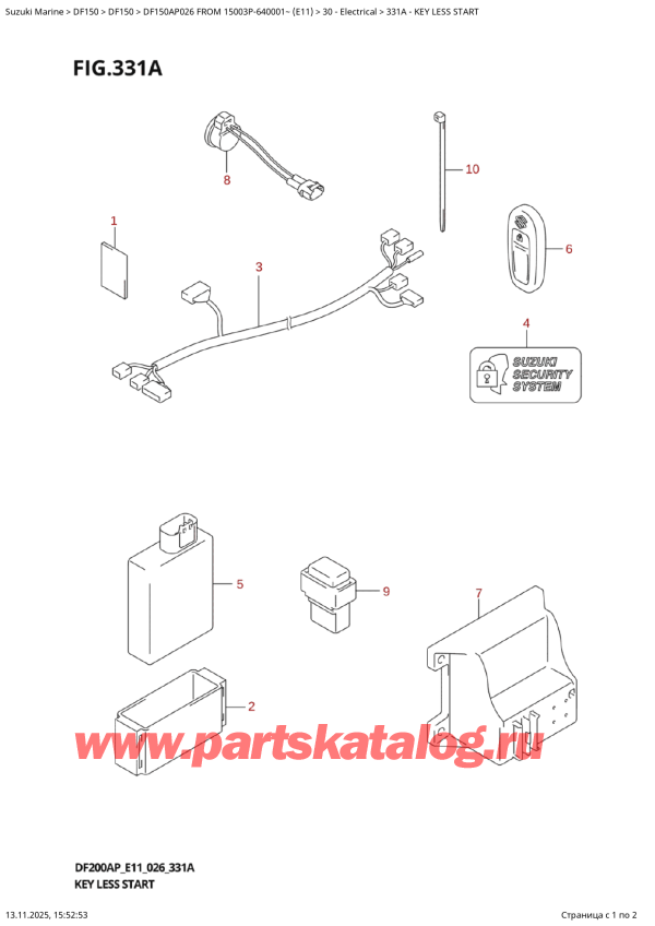   ,   , Suzuki DF150AP L / X FROM 15003P-640001~  (E11 026)  2026 , Key  Less  Start