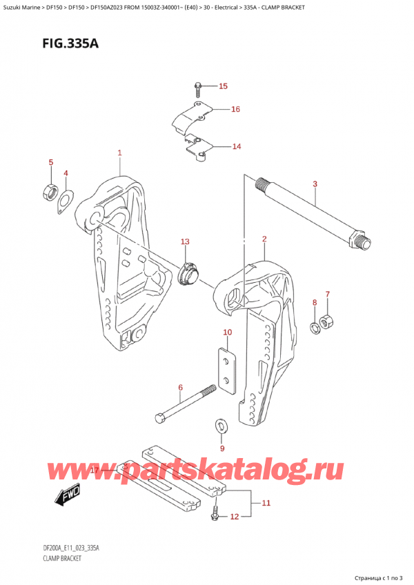 ,   ,  Suzuki DF150A ZL / ZX FROM 15003Z-340001~  (E40) - 2023,   / Clamp Bracket