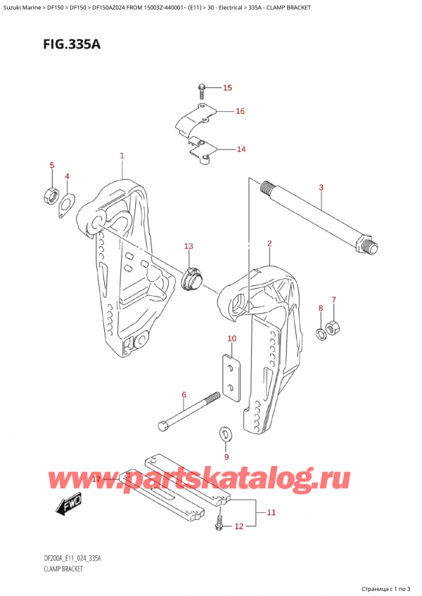  ,   , Suzuki Suzuki DF150A ZL / ZX FROM 15003Z-440001~  (E11 024)  2024 , Clamp Bracket -  