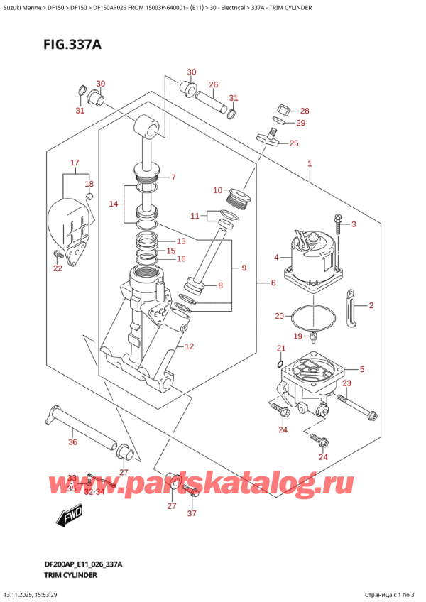 ,   , Suzuki DF150AP L / X FROM 15003P-640001~  (E11 026)  2026 , Trim  Cylinder /  