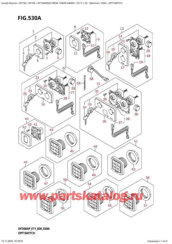 �������������, �� ���������, Suzuki DF150AP L / X FROM 15003P-640001~  (E11 026) ������ 2026 ����, Opt:switch