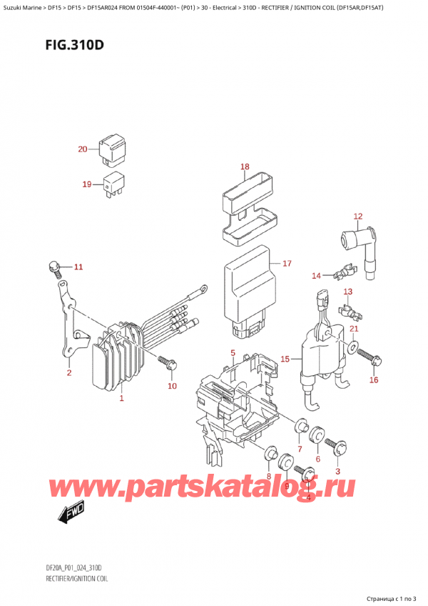  ,   , Suzuki Suzuki DF15AR S / L FROM 01504F-440001~  (P01 024),  /   (Df15Ar, Df15At) - Rectifier /  Ignition Coil (Df15Ar,Df15At)