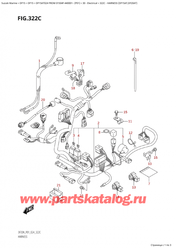 ��������� ��������, �� ��������� �����, Suzuki Suzuki DF15AT S / L FROM 01504F-440001~  (P01 024), ���� �������� (Df15At, Df20At) / Harness (Df15At,Df20At)