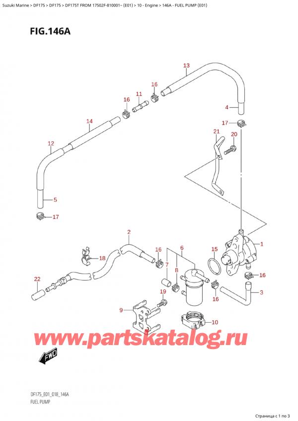  ,   ,  Suzuki DF175T L / X FROM 17502F-810001~  (E01) - 2018  2018 ,   (E01) / Fuel Pump (E01)