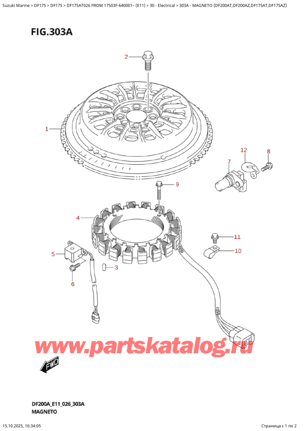 ,   , Suzuki DF175A TL / TX FROM 17503F-640001~ (E11 026), Magneto  (Df200At,Df200Az,Df175At,Df175Az)