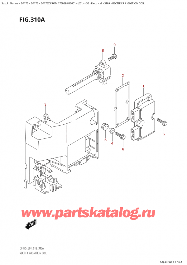   ,   , Suzuki Suzuki DF175Z L / X FROM 17502Z-810001~  (E01) - 2018  2018 , Rectifier / Ignition Coil -  /  