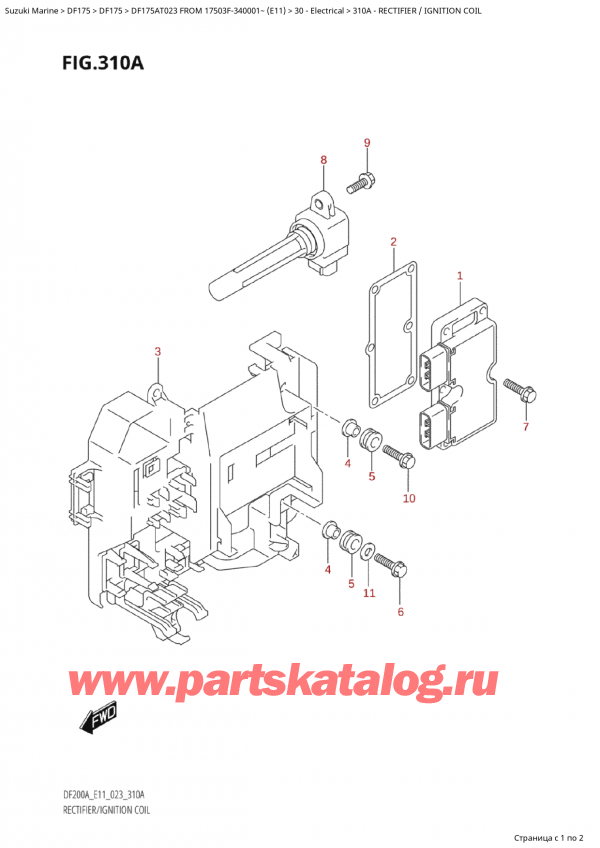  ,   , Suzuki Suzuki DF175A TL / TX FROM 17503F-340001~  (E11) - 2023  2023 ,  /   - Rectifier / Ignition Coil