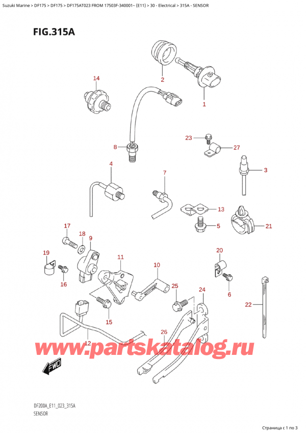 ,   , Suzuki Suzuki DF175A TL / TX FROM 17503F-340001~  (E11) - 2023, Sensor - 