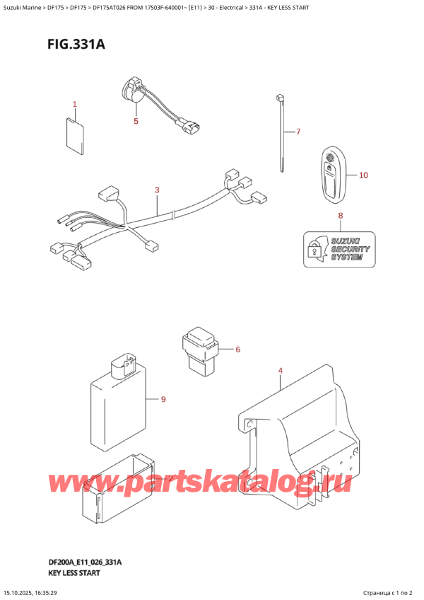 ,   , SUZUKI DF175A TL / TX FROM 17503F-640001~ (E11 026), Key  Less  Start