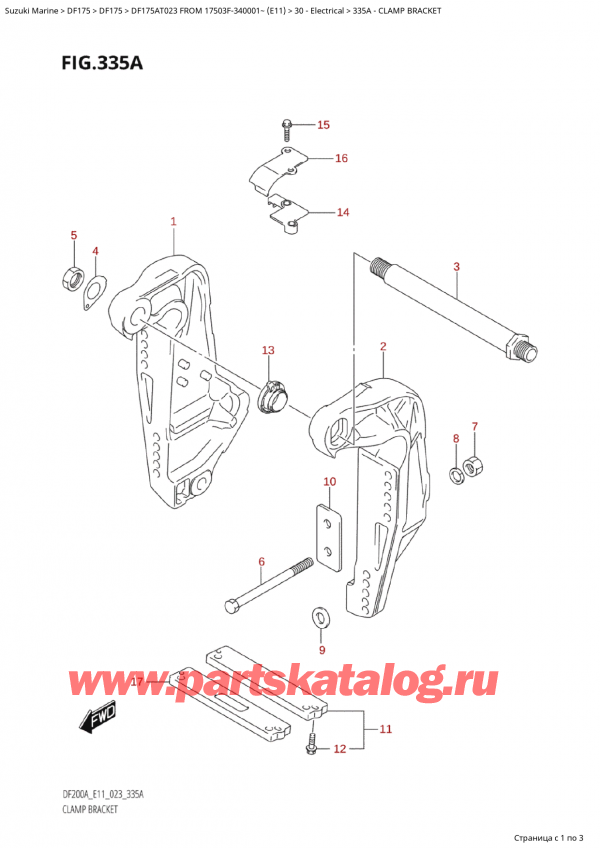   ,   , Suzuki Suzuki DF175A TL / TX FROM 17503F-340001~  (E11) - 2023, Clamp Bracket