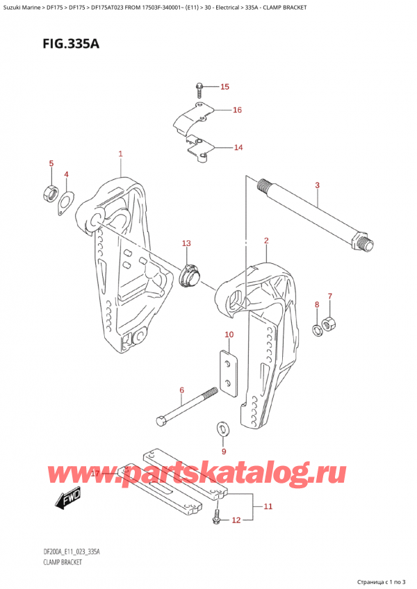 ,    , Suzuki Suzuki DF175A TL / TX FROM 17503F-340001~  (E11) - 2023  2023 , Clamp Bracket