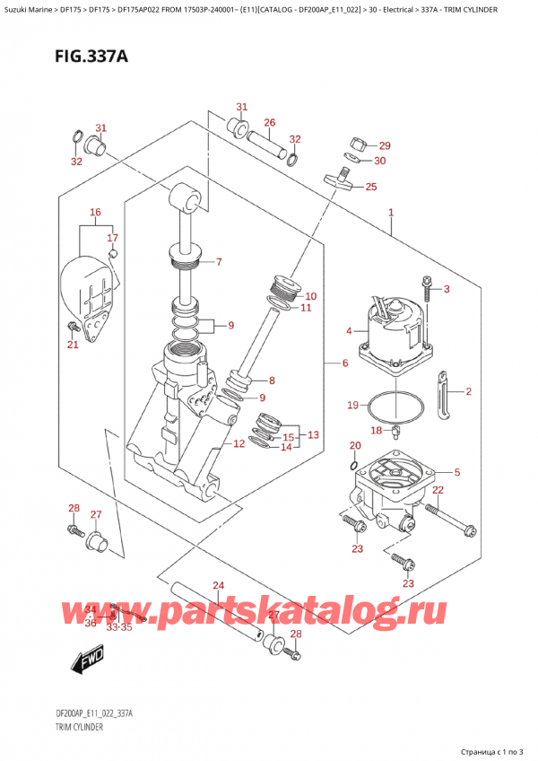 ,    ,  Suzuki DF175AP L / X FROM 17503P-240001~  (E11) - 2022  2022 ,   - Trim  Cylinder