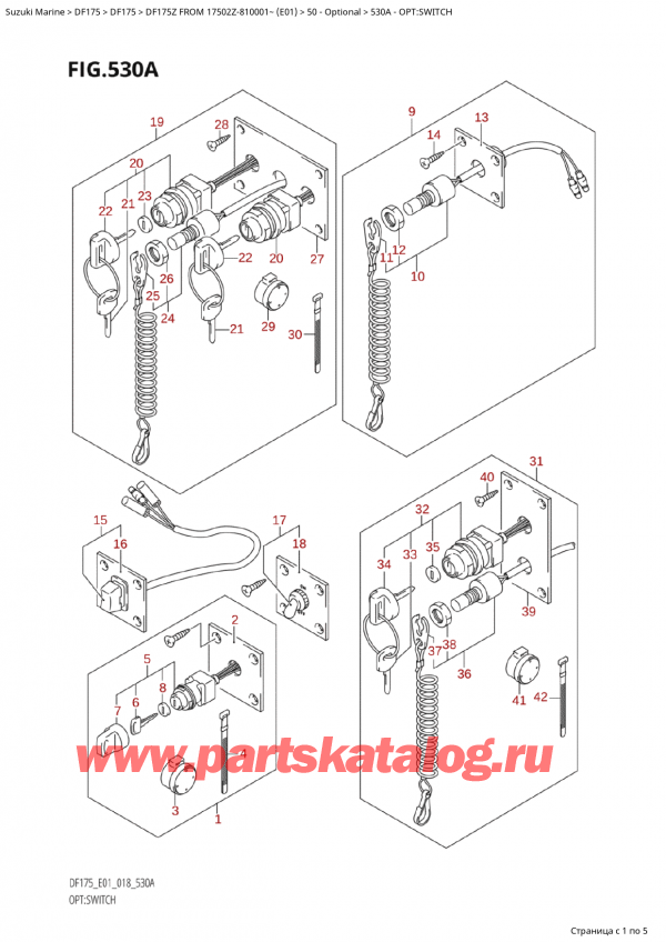  ,   ,  Suzuki DF175Z L / X FROM 17502Z-810001~  (E01) - 2018, Opt:switch