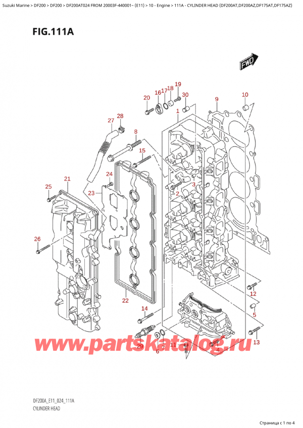   ,   , Suzuki Suzuki DF200A TX / TXX FROM 20003F-440001~  (E11 024)  2024 , Cylinder  Head (Df200At,Df200Az,Df175At,Df175Az) -    (Df200At, Df200Az, Df175At, Df175Az)