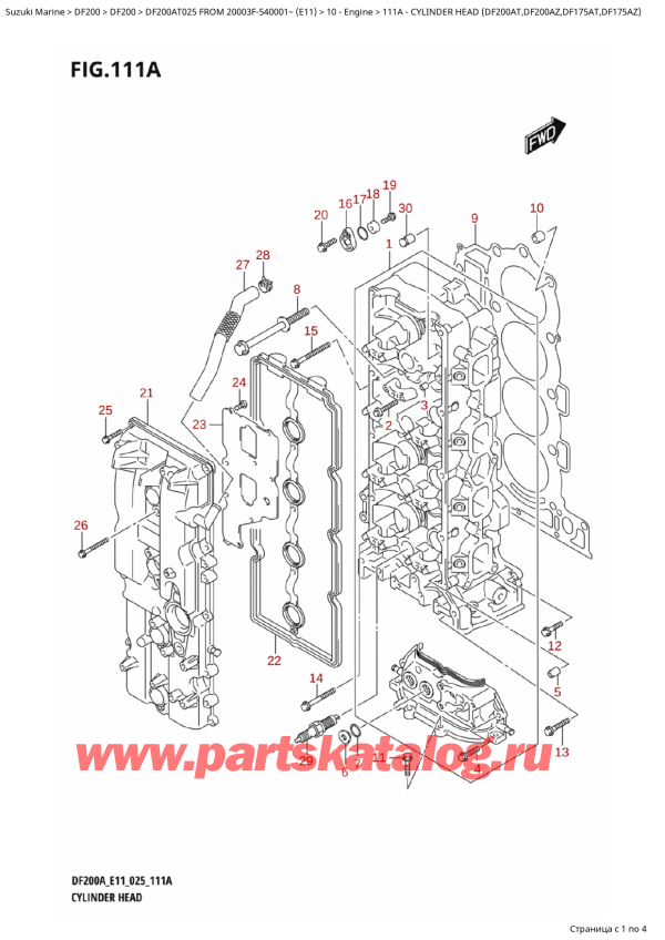  ,   , Suzuki DF200A TL / TX FROM 20003F-540001~ (E11 025)  2025 , Cylinder  Head (Df200At,Df200Az,Df175At,Df175Az)